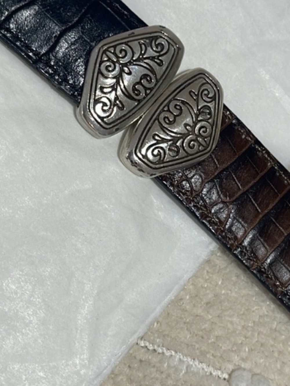 Brighton Black and Brown Leather Belt SZ M/L